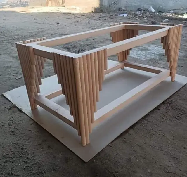Fluted centre-table base – Living, Dining & Study by Varnika Furnitures and Aluminium Works, Lucknow
