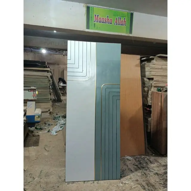 Grey grooved designer door – Single Door Gate by Varnika Furnitures and Aluminium Works, Lucknow