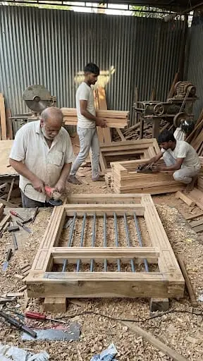 Window frame being crafted by our carpenters – Window by Varnika Furnitures and Aluminium Works, Lucknow